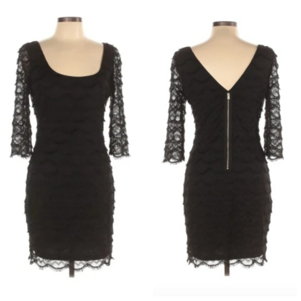 Elegant Black Lace Scoop-Neck Dress